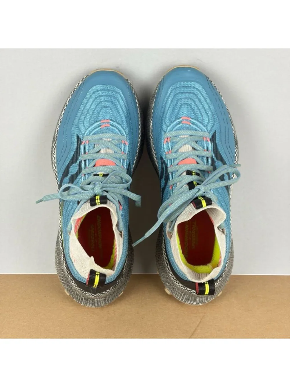 Saucony Athletic Shoes in Light Blue with Coral and Cream Accents